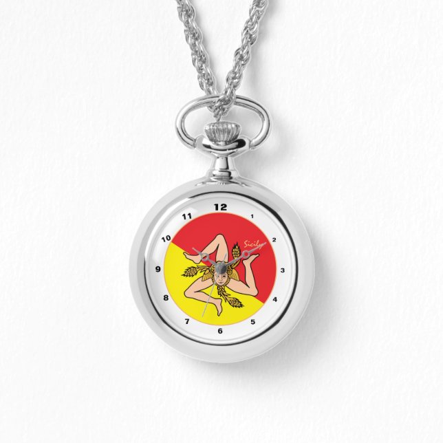 Relógio Siciliana Flag, Sicily Trendy Moda/design watch (Frente)