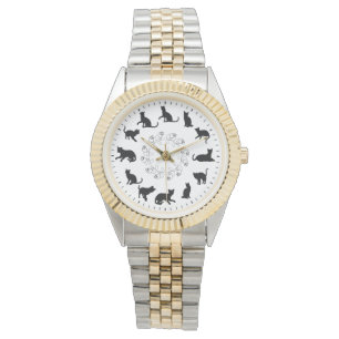 Relógio Silhuettes de Gato Preto Cinto Único