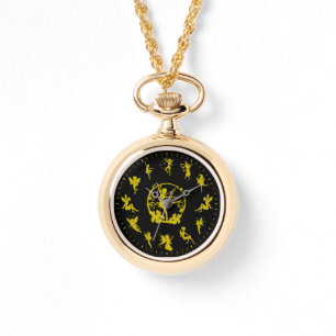 Relógio Silhuettes Dourados de Fada Única Cuta