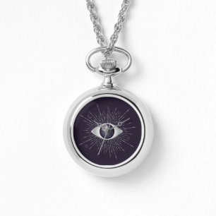 Relógio Silver e Violet Mystic Mau Eye Nazar Mati