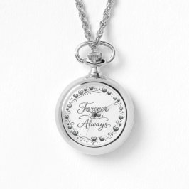 Relógio Silver locket watch "Forever Always" with heart de