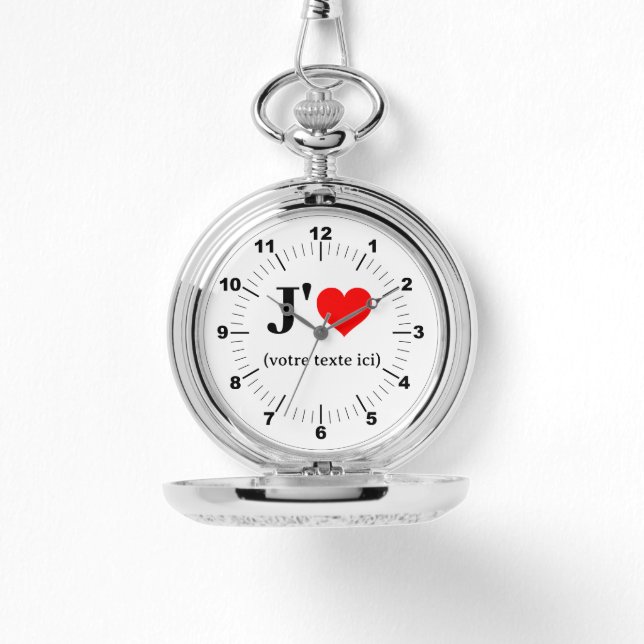 Relógio Silver Pocket Watch - Custom I Heart (Frente)