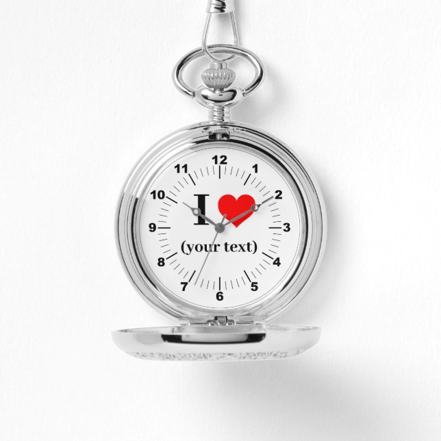 Relógio Silver Pocket Watch - Custom I Heart (Frente)