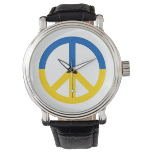 Relógio Símbolo de Paz de Sinalizador Amarelo Azul Ucrânia