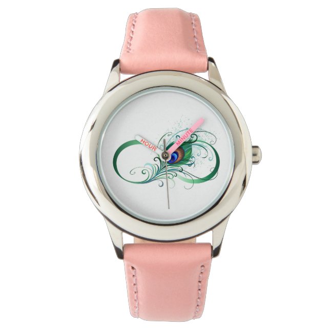 Relógio Símbolo Infinito com Pavão (Frente)