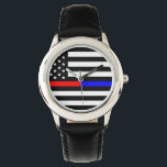 Relógio símbolo vermelho azul da polícia bombeiros símbolo<br><div class="desc">polícia de bombeiros de linha vermelha azul símbolo dos eua bandeira americana</div>