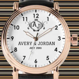 Relógio Simple monogram names initials married couple