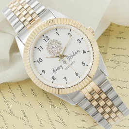 Relógio Simple Vintage Monogram Couple Names