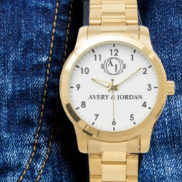 Relógio Simple Vintage Style Floral Monogram couple names