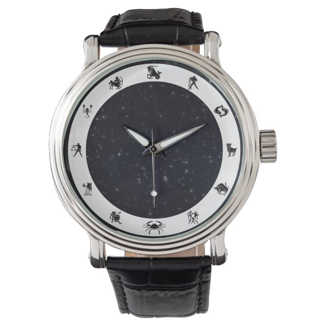 Relógio Sinal/Símbolo Zodiac com Estrelas (Frente)