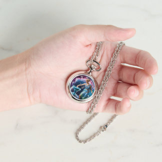 Relógio Sinal Zodiac Aquarius Deusa Silver Necklace Watch