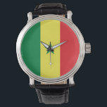 Relógio Sinalizador Senegal<br><div class="desc">A bandeira senegalesa é uma tribanda vertical com um emblema no centro. As cores usadas na bandeira são vermelho,  verde,  amarelo. A proporção da bandeira senegalesa é de 2:3. A bandeira do Senegal foi adotada em 1960.</div>