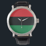 Relógio Sinalizador vermelho, preto e verde<br><div class="desc">As três cores pan-africanas na bandeira representam: RED: o sangue que une todas as pessoas da ancestralidade negra africana, e derramou pela libertação; BLACK: pessoas negras cuja existência como nação, mas não como estado-nação, é afirmada pela existência da bandeira; e GREEN: a riqueza natural abundante da África. Vintage Old School...</div>