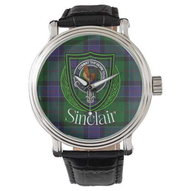 Relógio Sinclair Scottish Clan Tartan & Crest (Frente)