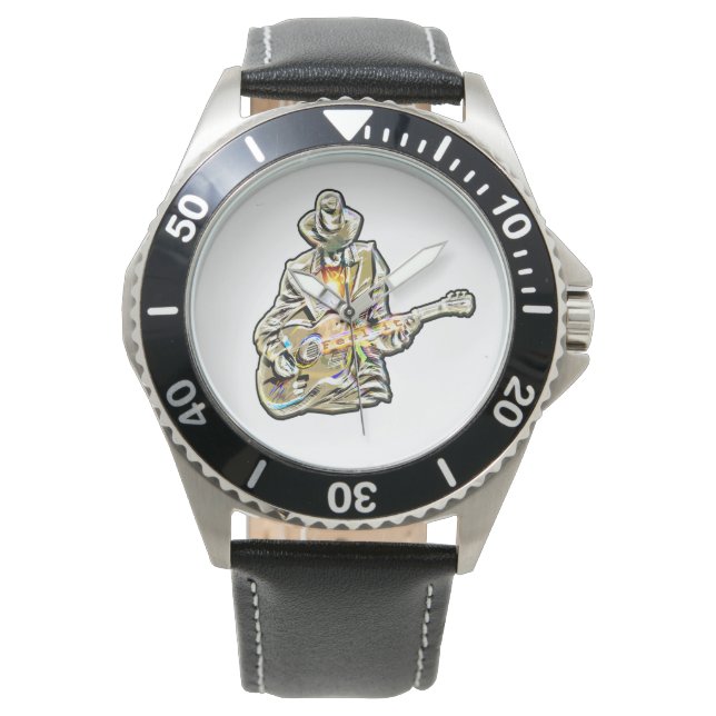 Relógio Sinta os Blues - Design de violão artístico (Frente)