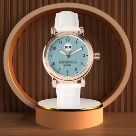 Relógio Sky Blue Personalized Custom Monogram Elegant