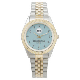 Relógio Sky Blue Personalized Custom Monogram Elegant