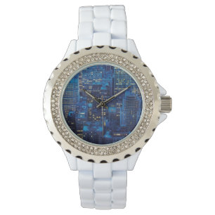 Relógio Skyline NYC, vista de alto ângulo ao anoitecer