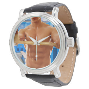 Relógio SlipperyJoe muscular homem abdominal quarto de ves