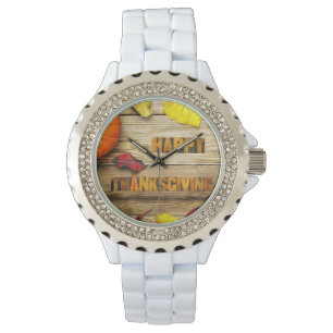 Relógio SlipperyJoe's festiva Happy Thanksdando cena bri