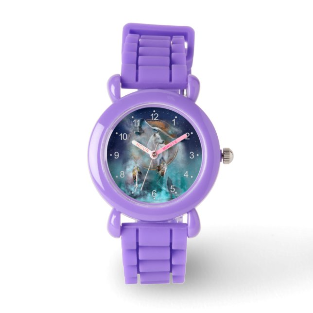 Relógio Sonhador indiano e lobo-cabeça de etnia tribal (Frente)