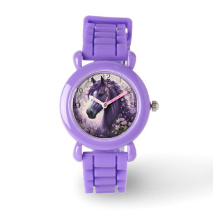 Relógio "Sonhos Bloqueadores: O Cavalo da Fantasia Floral 