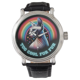 Relógio Sphynx Cat Assista Bebê Cabeludo Cabeludo Calvo Mu