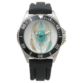 Relógio Spiritual Reiki Clock with Turquoise Gem & Sei He