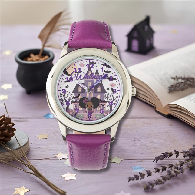 Relógio Spooky Girl Purple afro puff (Spooky Girl Purple afro puff Watch)