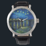 Relógio Starry Night Over the Rhone por Vincent Van Gogh<br><div class="desc">Starry Night Over the Rhone, por Vincent Van Gogh. Esta é uma antiga obra-prima do pintor mestre holandês Vincent Van Gogh. Esta pintura fina tem uma cor bela, vibrante e saturada. Vincent Van Gogh era um pintor impressionista holandês. Esta pintura foi pintada nas margens de Rhone, na França. Esta imagem...</div>