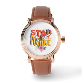 Relógio Stay Positive – Floral Motivational 