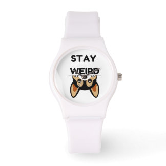 Relógio Stay Weird Funny Boston Terrier Cartoon Dog