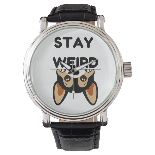 Relógio Stay Weird Funny Boston Terrier Cartoon Dog (Frente)