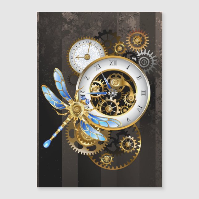 Relógio Steampunk com Dragonfly Mecânica (Frente)