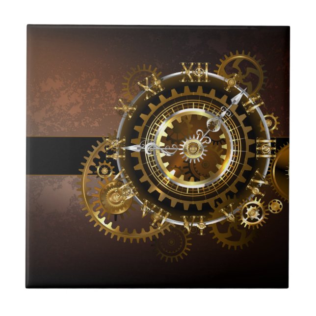 Relógio steampunk com engrenagens antigas (Frente)