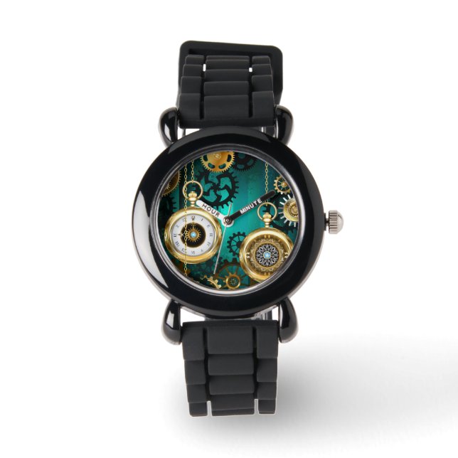 Relógio Steampunk Jewelry Watch em um fundo verde (Frente)