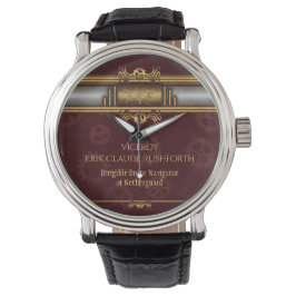 Relógio Steampunk, latão em rodas de marroons, Monograma