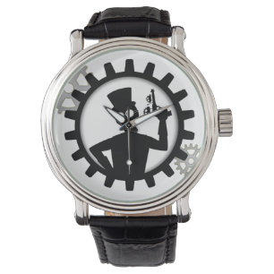 Relógio Steampunk Man segurando arma na Gear Watch