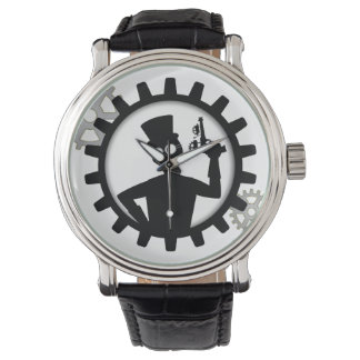 Relógio Steampunk Man segurando arma na Gear Watch