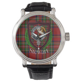 Relógio Stewart Scottish Clan Tartan & Crest