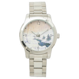 Relógio Stream em uma paisagem de inverno de neve (Arte de