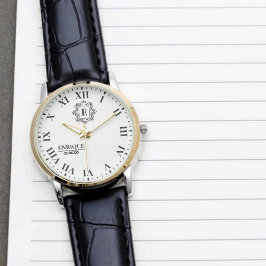 Relógio Stylish Custom Name Monogram for Weddings & Annive