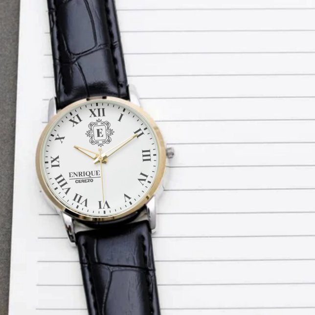 Relógio Stylish Custom Name Monogram for Weddings & Annive (Criador carregado)