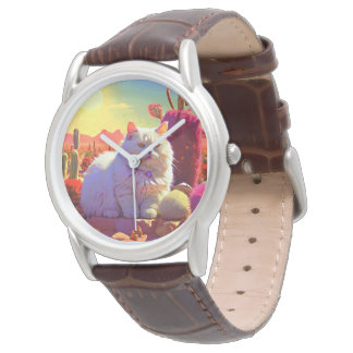 Relógio Stylish fluffy cat watch for cat lovers