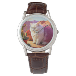 Relógio Stylish fluffy cat watch for cat lovers.
