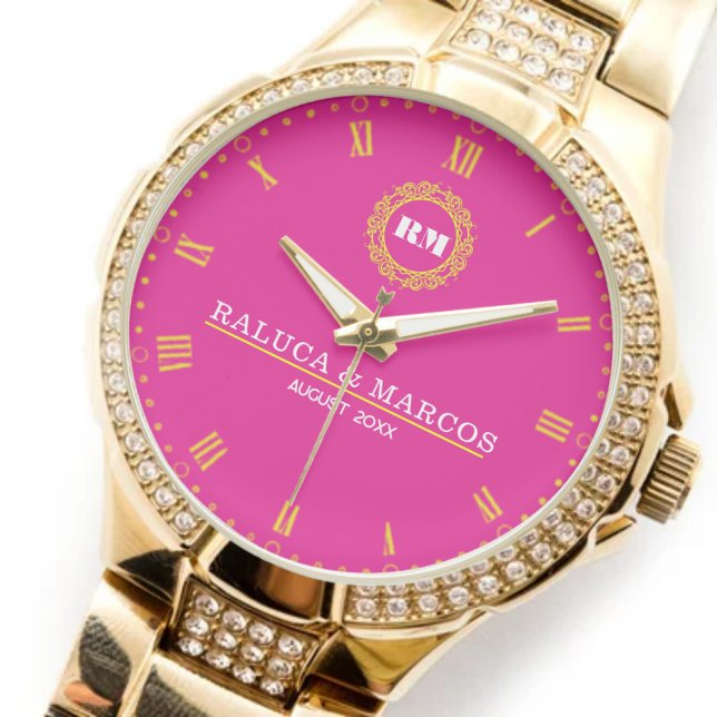 Relógio  Stylish Minimalist Couples’ Personalized  Names I (Criador carregado)