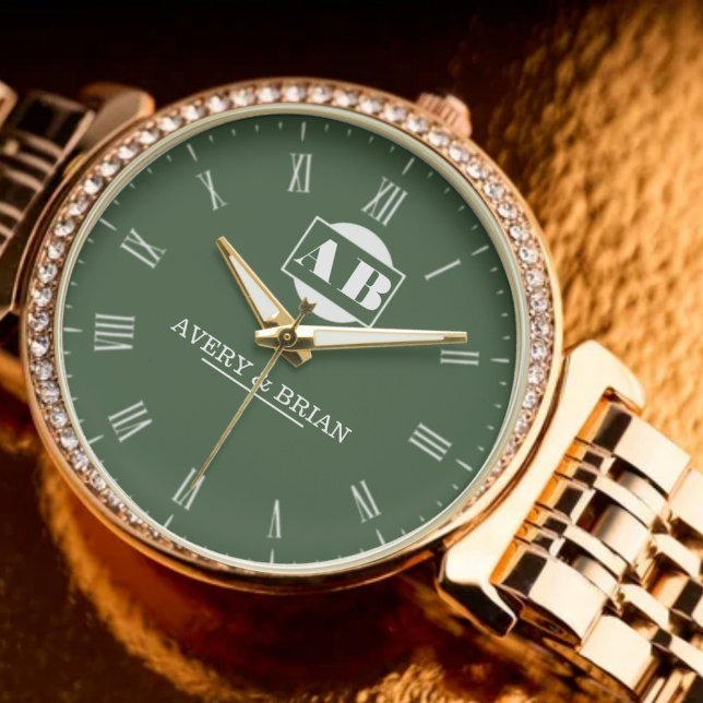 Relógio Stylish Minimalist Couples’ Personalized  Names In (Criador carregado)