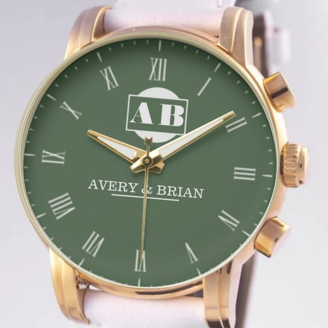 Relógio  Stylish Minimalist Engraved Couple’s Name  (Criador carregado)