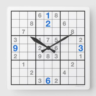 Relógio Sudoku com quebra-cabeça baixável (azul)