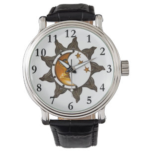 Relógio Sun Moon e Stars Celestial Deco Watch